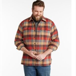 LL Bean Mens Chamois Shirt Traditional Fit Cloth Plaid Size XL